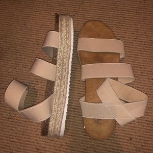tan/nude strappy espadrille platform sandals